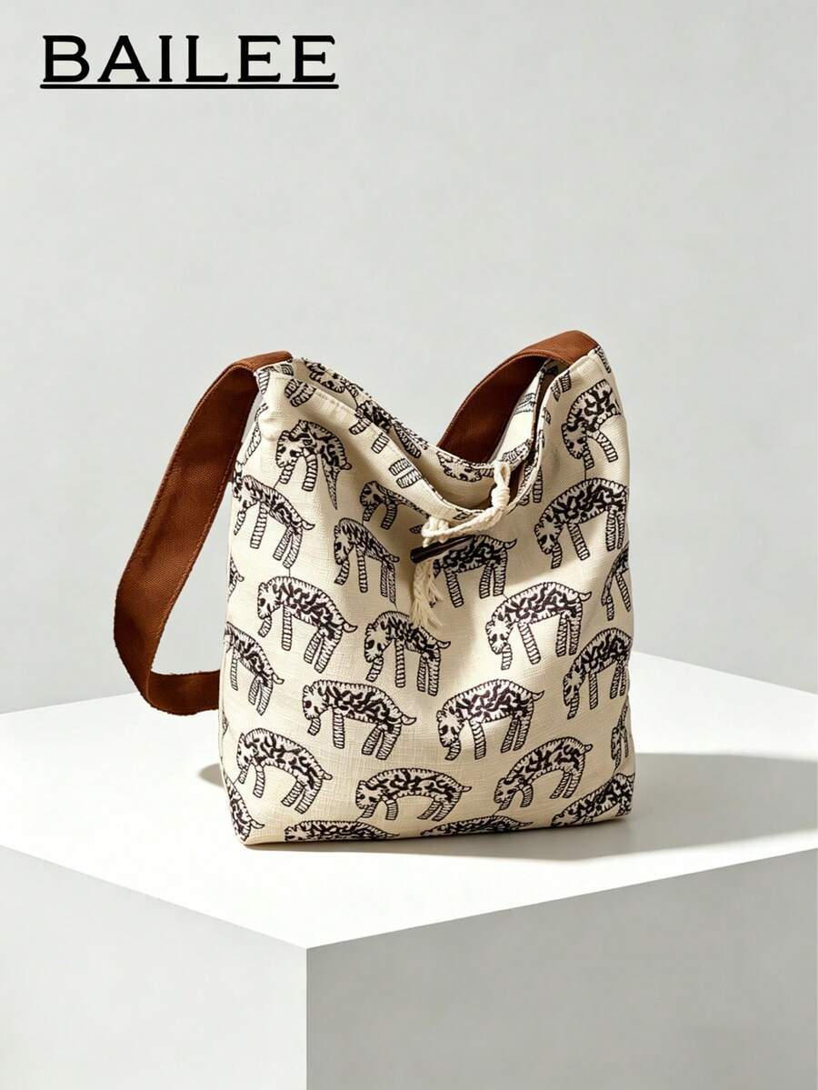BAILEE A Stylish, Casual, Shoulder Bag Featuring Unique Animal Patterns With Horn Buckles. Great For Clothing Combinations And As A Gift Option.