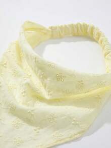 3 piezas/Set Diadema de mujer con patrón floral original bordado y borde enrollado, adecuada para uso diario y de vacaciones - Conjunto de tres piezas: negro + blanco + amarillo - Ver 5