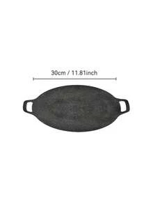 1pc Korean Style Round Griddle Pan, Dual Handle Design, Even Heat Distribution, Suitable For Searing Steak, Pork Belly, Seafood, Making Fried Rice, Pasta. Ideal For Home Indoor Cooking And Outdoor Camping, Picnic, BBQ Party. - Black - View 12