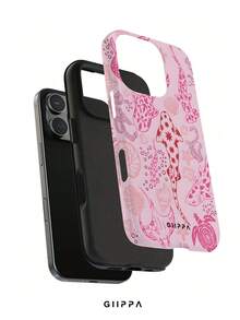 GIIPPA 1件粉色底色配粉色調海洋圖案設計手機殼，適用於Phone 17 Pro Max，兼容Phone 16 Pro Max、15 Pro Max、14 Pro Max，韓系高端時尚趣味手機殼，兼容11/12/13/14/15/16 Pro Max Plus，優雅設計男女皆宜，送女友的完美禮物，適合聖誕節、情人節、復活節、婚禮季和生日 - 彩色 - 查看 2