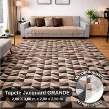 Jacquard Rug 3.00 M X 2.00 M Non-Slip Geometric Living Room Office Bedroom - 達拉焦糖色/黑色 - 查看 2