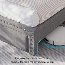 Queen/King Bed Frame With 2-Tier Storage Headboard & 2 Storage Drawers, Upholstered Platform Bed Frame , Sturdy Wooden Slats Support, Noise-Free, No Box Spring Neededcama Queen, Grey - 灰色 - 查看 5