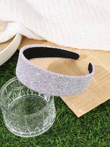 1Pc Elegant Light Luxury Full Diamond Headband, Wide Sparkling Rhinestone Hair Accessory, Suitable For Party/Wedding/Daily Outfit - Multicolor - View 7