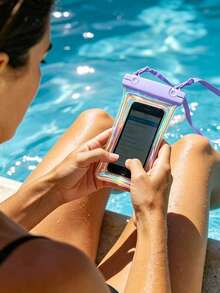 1/2/3pcs Waterproof Anti-Drop Laser Cut Phone Bag, Swimming Halter Phone Case, Sealed Phone Case, Transparent Diving Phone Case Suitable For Outdoor Rafting Swimming, Touchscreen Phone Case - Multicolor - View 4