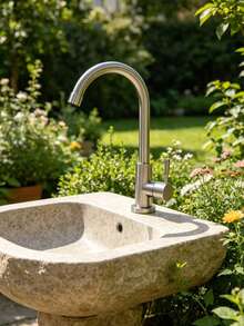 A Durable, Drop-Resistant, Hot-Selling Rotating Brushed Stainless Steel Vertical Single-Cold Kitchen Faucet, Cold Water Switch, Available In Single-Handle And Single-Hole Types With Straight Handle Or Large Handle, Perfect For Everyday Home Use. - Silver - View 10