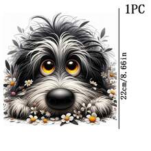 1pc/2pcs/3pcs Daisy Pattern Small Dog Pattern Heat Transfer Stickers, DIY Iron-On Patches, Durable Plastic, T-Shirt Making, Pillow Decoration, Multi-Color, Durable, Washable Plastic DIY Stickers, Suitable For Backpacks, Cushions, Pants, Sofa Covers, Waterproof And Fade-Resistant - T-Shirt Printing Stickers - Multicolor - View 2