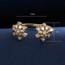 1 Stück Damen Mode 3D Schneeflocken Patchwork offener Ring, funkelnder Zirkonia eingelegter Nischen Luxus Handschmuck, Pendler-Stil verstellbarer Fingerring Accessoire - JZ23878 - Übersicht 4