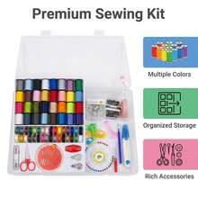 Handheld Storage Box 1 Large 3-Layer Set, Small Box Includes Assorted Thread Spools, Buttons, Pins, Ruler, Scissors, Needles, Hooks, Various Letter Beads, Round Beads And More, Complete Gift Set - Multicolor - View 3