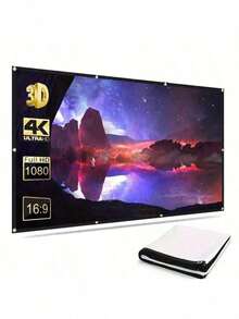 Projector Screen, Available In 60, 72, 84, 100, 120, 150 Inches, Easy To Install, Washable, Ironable, Reusable, Foldable, Suitable For Outdoor And Household Use - View 2