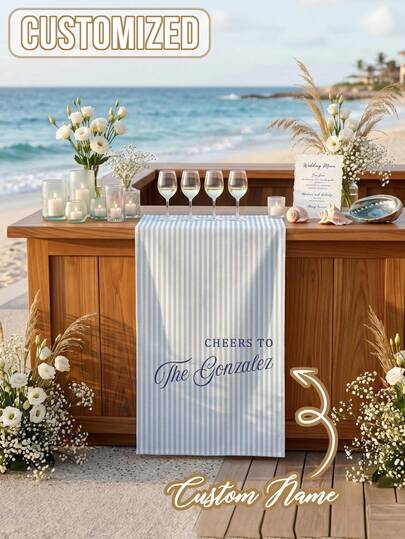Personalized Linen Striped Bar Or Event Sign, Custom Wedding Welcome Sign, Fabric Bar Menu Banner, Personalized Name Date, Custom Name Sign