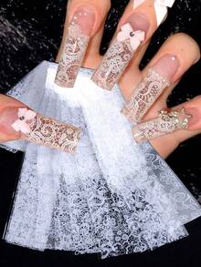 White Lace Flower Transfer Paper 10 Styles (Non-Adhesive) - 白色 - 查看 2