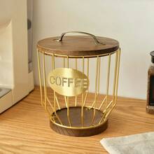1pc Coffee Capsule Storage Basket, Iron Art Snack Storage Cup, Coffee Shop Organizer Rack, Living Room Kitchen Home Decor - Multicolor - View 9