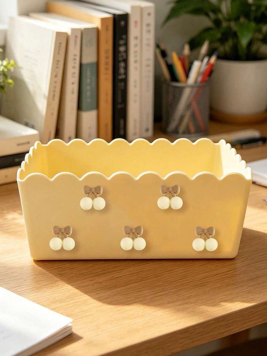 Cherry Storage Box, Cherry Storage Box, Cosmetic Organizer, Student Desk Stationery Organizer, Home Miscellaneous Storage Basket, Suitable For Home, Office, Kitchen, Bedroom Vanity, Daily Essentials, Suitable For Home, Restaurant, Living Room Decoration, Vanity, Durable Plastic, Wedding Bride Gift, Mother's Day Gift, Birthday Gift, Holiday Souvenir, Back To School Gift, Graduation Gift - Multicolor - View 1