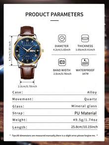 FANSICHEN Jam Tangan Tahan Air Bercahaya Terbaru, Jam Tangan Quartz Pria dengan Kalender Ganda, Dial Besar Ultra Tipis, Cocok untuk Pemakaian Sehari-hari, Hadiah untuk Pria di Hari Raya - Biru - View 10