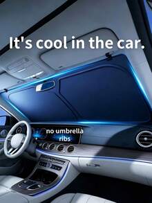1pc Portable Car Windshield Sun Shade, Universal Foldable Front Window Sun Curtain, Suitable For Sedan, SUV, Truck, Heat Insulation & UV Protection, Summer Car Accessory - A - View 1