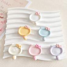 10/20/30pcs Cute Pastel Cat Design Resin Flat Back Cabochons, No Holes, For DIY Crafts, Scrapbooking, Jewelry Making - Birthday Party Decor - Cat Themed Items, Scrapbook Supplies, Quirky Design, Glossy Finish - Random Colors - Cat Mirror - View 1