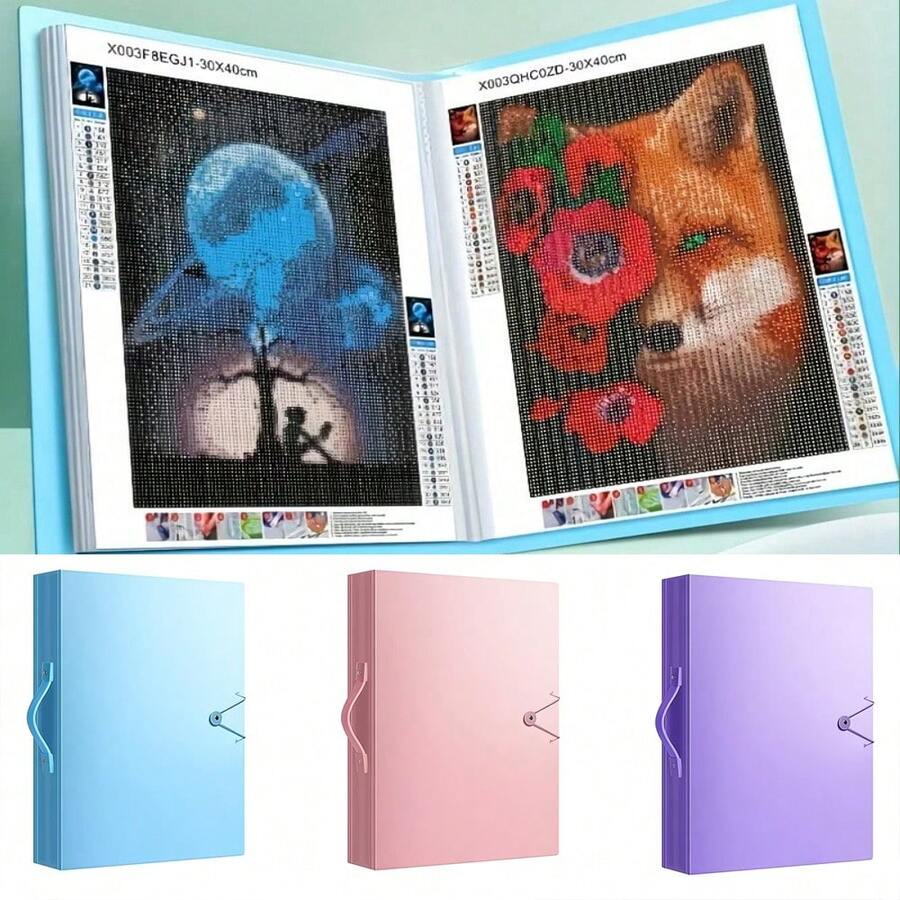 A3 Diamond Painting Storage Album, 30 Pages Can Store 60 Sheets, Artworks, Diamond Painting Accessories, Diamond Storage Display Album, For Office And Home Use, Suitable For Painting Storage, Document Storage, Paper Storage, Stationery Supplies, Office Supplies - A - View 1