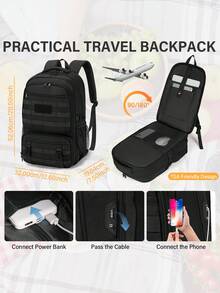 NEWHEY Mochila para portátil de 17.3 pulgadas, bolsa de almuerzo impermeable, mochila de gran capacidad para trabajo, viajes, negocios y estudiantes - Negro - Ver 4