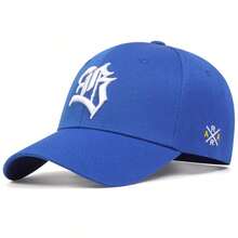1pc Men's Gothic Letter Embroidered Baseball Cap, Adjustable Sun Protection Casual Hat, Suitable For Spring/Autumn Travel, Beach, Party - Blue - View 6