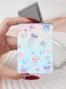1 pièce Miroir de vanité portable de la série vintage océan, miroir à main pliable léger ultra-fin pratique, en cuir PU durable, convient à de multiples scénarios et à toutes les personnes, miroir rectangulaire à transporter - Multicolore - Voir 12