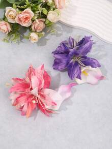 1pc/2pcs Beach Bohemian Vacation Style Artificial Flower Hair Clip - Multicolor - View 2