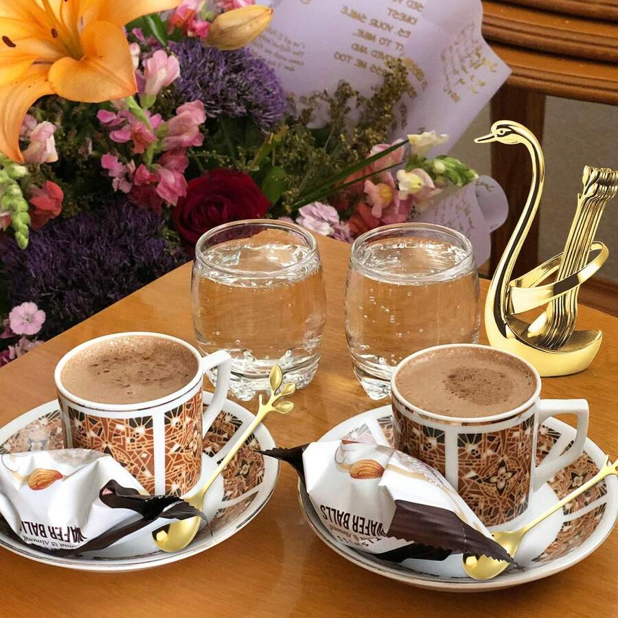 1 Set Constellation Swan Shaped Spoons, 6Pcs Stainless Steel Fruit Dessert Coffee Spoons With Swan Storage Base, Multi-Scene Tableware For Kitchen, Hotel & Cafe, Perfect Christmas And Holiday Gifts - A - View 1
