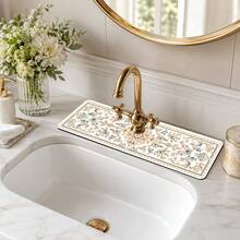 1pc Patterned Non-Slip Diatomaceous Earth Faucet Drain Mat, Quick-Drying Absorbent Sink Splash Guard, Rubber Base, Suitable For Kitchen/Bathroom Faucet - Multicolor - View 2