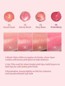 CLIO Essential Lipcheek Tap #02 Bunny Nude Pink 1盒 4.5g，水潤保濕多功能護唇頰膏，低調柔和裸色，適合淺色肌膚，雙用頰彩與唇彩，便攜裸妝 - 02 兔子裸粉腮紅 - 查看 3