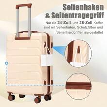 مجموعة حقائب سفر دوارة من 4 قطع من مادة ABS بمقاسات 14"/19"/24"/28" – أحجام كبيرة ومتوسطة مع مقابض جانبية وخطافات تعليق وأقدام واقية – قفل مدمج برقم سري وحقيبة مستحضرات تجميل بمقاس 14" - بيج - مشاهدة 7