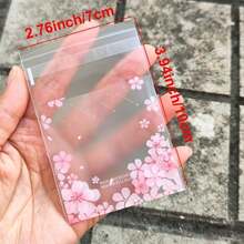 50/100/200入 自黏式包裝袋 粉色花卉與櫻花圖案 浪漫粉色花朵 適用於婚禮、派對、情人節、生日及其他活動禮品包裝裝飾 - 查看 5