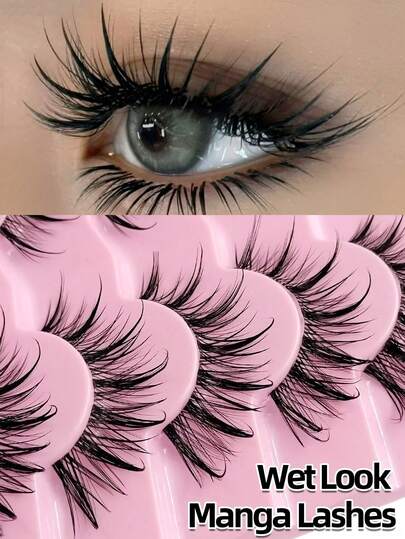 7 Pairs New Natural Touch Synthetic Mink False Eyelashes, Cartoon Style Spiky Design, Fluffy False Eyelashes Suitable For Cosplay, Makeup And Party