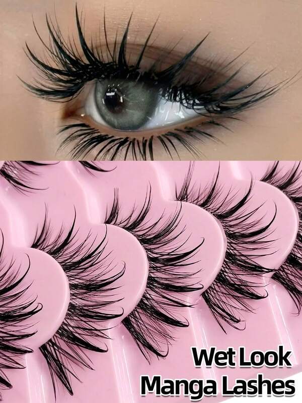7 paires de nouveaux faux cils en vison synthétique au toucher naturel, design épineux de style dessin animé, faux cils moelleux convenant pour le cosplay, le maquillage et les fêtes