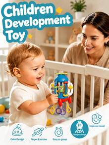 1pc Montessori Baby Pull String Toy - Baby Sensory Activity Cube, Fine Motor Skills, Baby Car, Airplane And Stroller Travel Toy, Airplane Travel Essential, Soothing Pull-And-Play Early Education Interactive, Some Parts Random Color, Suitable For 10 Months+ Toddlers Car Airplane Travel Gift, Birthday Gift - Multicolor - View 6