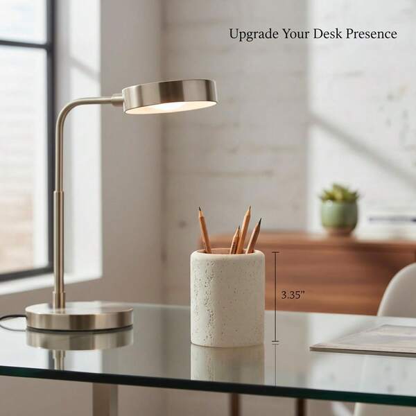 Sturdy Travertine Stone Desk Organizer Holder For Pens And Pencils Minimalist Office Decor Piece