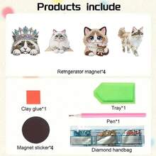 4pcs Diamond Art Refrigerator Magnets Ragdoll Cat Diamond Painting Decoration DIY Diamond Painting Magnet Kit Suitable For DIY Crafts Gifts Refrigerator Mailbox Decoration - View 10