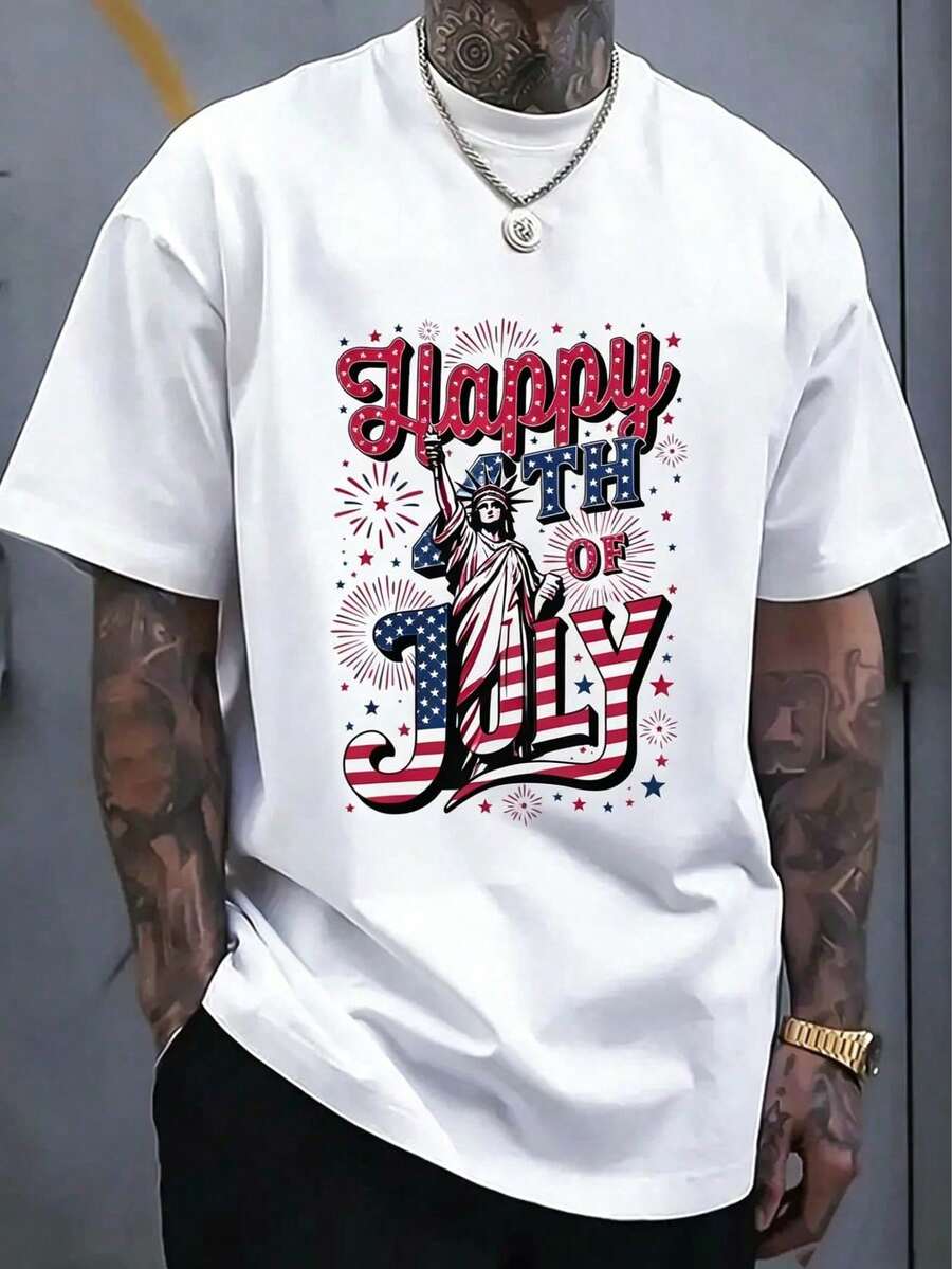 100%Pure Cotton7Month4Happy Day T Street Hip-Hop Style Men's Shirt T Shirt - White 1 - 查看 1