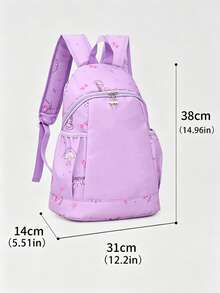 Customizable Name Photo Text Backpack, Solid Color Large Capacity Lightweight Shoulder Bag With Zipper Closure For School And Work - Purple - View 8