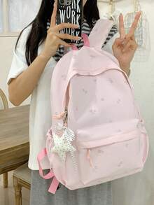 LECEY Mochila de gran capacidad para estudiantes de secundaria, preparatoria y universidad para mujeres - Rosa - Ver 3