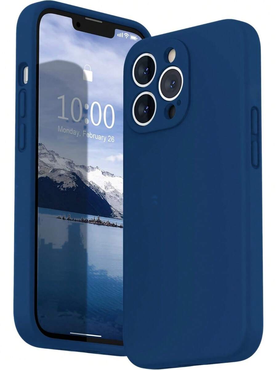 [Fashion Liquid-Like]純藍色 TPU 液態感手機殼 | 極簡設計 防震防刮 兼容 Apple 17/17 Pro/17 Pro Max, 16/15/14/13/Pro/Pro Max，提供全方位鏡頭保護，適合男士、女士和學生。適用於夏季校園、辦公室、旅行和戶外場景。 - 藍色 - 查看 1