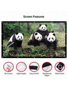 Projector Screen, Available In 60, 72, 84, 100, 120, 150 Inches, Easy To Install, Washable, Ironable, Reusable, Foldable, Suitable For Outdoor And Household Use - View 4