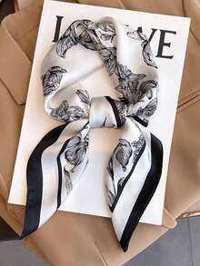 1 buah Bandana/Syal Kepala Bermotif, Aksesori Serbaguna Cocok untuk Gaya Busana Sehari-hari, Syal/Saputangan Persegi untuk Wanita untuk Berpakaian - Hitam - View 6