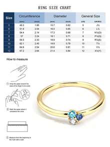 Charm-In 18K Gold Plated Square Blue Cubic Zirconia Solitaire Ring, Minimalist Stackable Jewelry For Women - Gold Tricolor - View 6