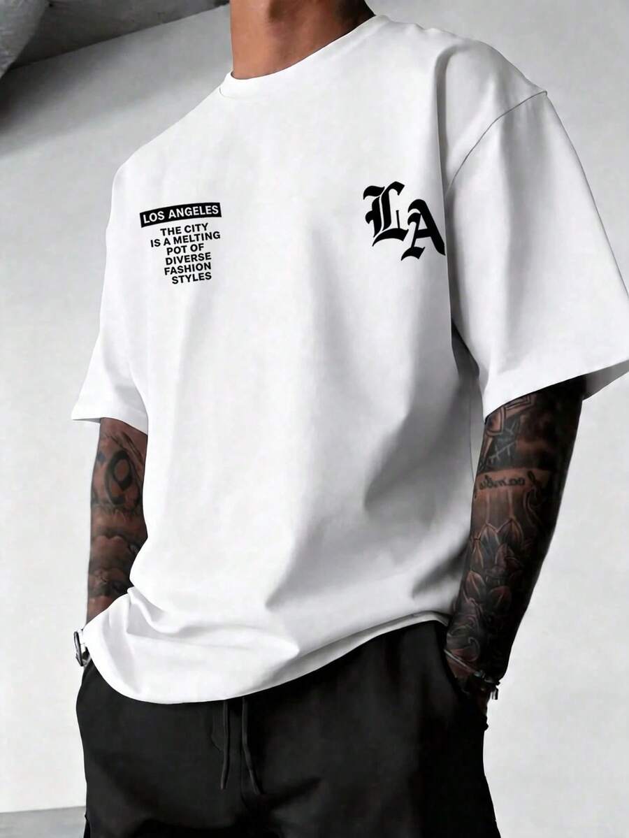 verano Cuello redondo playeras de hombre gym Ocio vacaciones alta calidad camisas para hombre Estampados de moda Y2K ropa de hombre sudadera para f - Negro - Ver 1