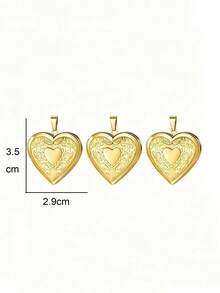 3pcs Fashion Stainless Steel 18K Gold Plated Heart Oval Portrait Relief Locket Pendant, Locket Photo Box With Flip Cover, DIY Unique Ideal Gift For Friends Birthday, Family, Mom/Grandma/Wife Anniversary Gift, Autumn Fashion, Casual, Vintage, Personalized, Daily Wear, Party, Mother's Day, Valentine's Day, Graduation, Wedding - Multicolor - View 20