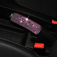 1件裝汽車配件 黑/白/粉 水鑽手煞車套、安全帶肩墊、排檔桿保護套，通用簡約高級裝飾內飾配件 - A - 查看 3