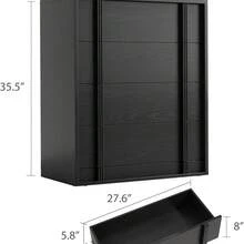 Modern Vertical Handle Bedside Table – 3/4/5 Drawers Wooden Bedside Cabinet – Space-Saving Storage for Bedroom, Living Room, Entryway – Natural Oak - schwarz, 4 Schubladen - Übersicht 2