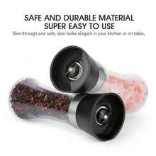 Premium Salt And Pepper Grinder Set - Adjustable Coarseness, Refillable Glass Bottles, Stainless Steel - Ideal For Home Kitchen & BBQ (1 Pack) Give The Perfect Gift To Family Members - Multicolor - View 7