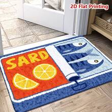 1 pieza Felpudo de sardina enlatada, alfombra pequeña, felpudo de bienvenida, alfombra, felpudo de piso, felpudo exterior, alfombra de cocina, decoración del hogar, felpudo de puerta principal, alfombra de dormitorio, felpudo exterior, decoración del hogar, alfombra de área, alfombra de jardín, alfombra lavable - Multicolor - Ver 2