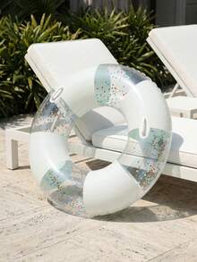 Transparent Sequin Inflatable Pool Float Lounge Chair With Dual Cup Holders, Mesh Water Floating Chair, Thickened PVC Foldable Swim Raft For Beach, Pool, Summer Water Party - Multicolor - View 6