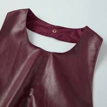 Womens Tassel Halter Tank Tops Summer Fashionable Solid Color Backless Faux Leather Vest(No Model Photos, Real Product As Shown) - Brown - View 5